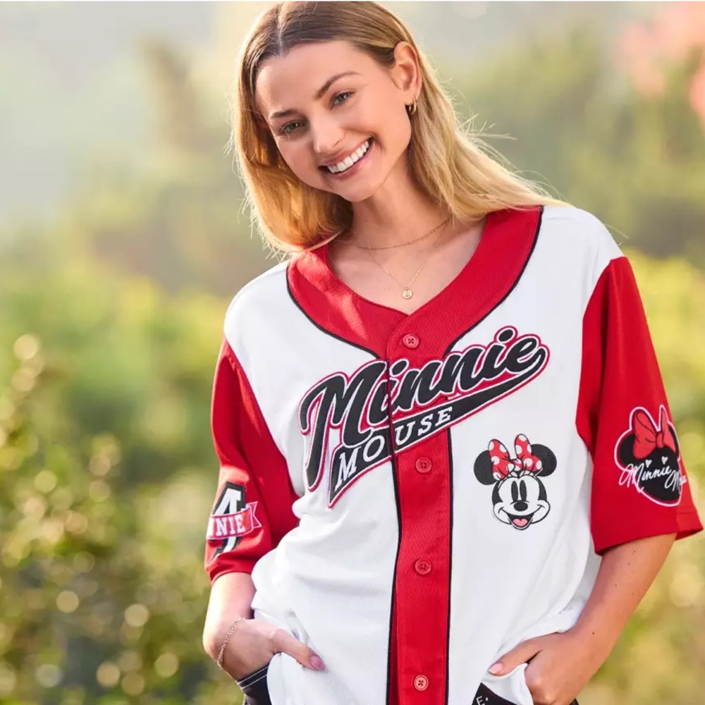 Disney Minnie Mouse Red and White Baseball Jersey